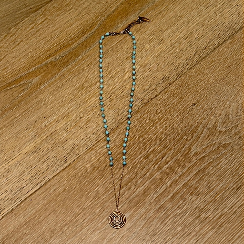wendy mink blue gemstone necklace with circular pendant